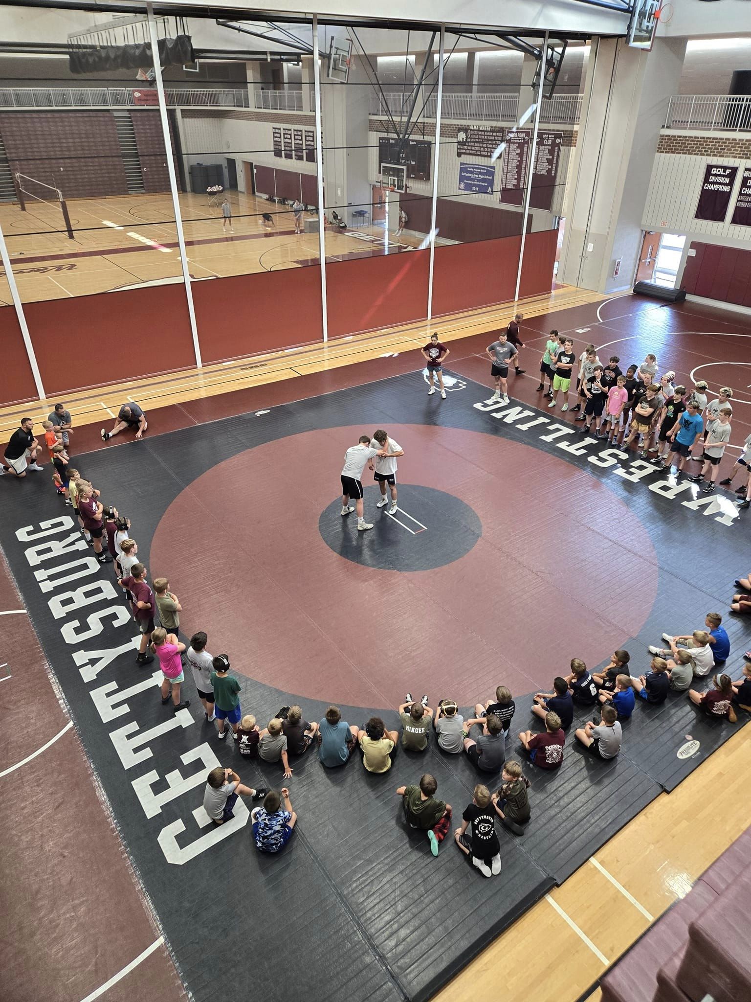 Kids at wrestling camp